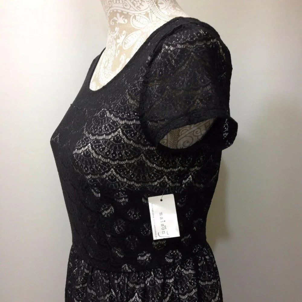 Maison Jules Dress Small‎ Black Lace Overlay